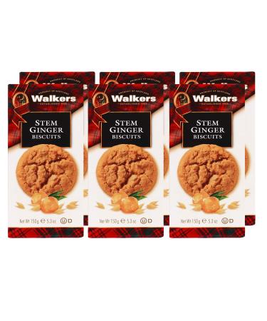 Walkers Shortbread Stem Ginger Scottish Cookies, 5.3 Ounce Box (Pack of 6) Stem Ginger 5.3 Ounce (Pack of 6)