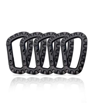Holesto carabiner plastic - carabiner hook plastic - carabiner tactical black - plastic carabiner set - Karabinhaken large - molle D -shape - outdoor ABS carabiner - 5 pieces