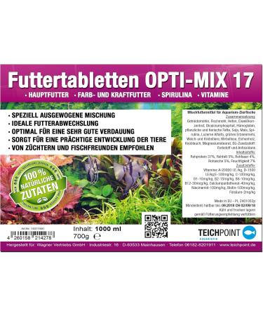 Teichpoint 1000 ml Premium TOP Food Tablets Opti-Mix 17 for Ornamental Fish | International Shipping Available - Buy Online on SooperMarket.com