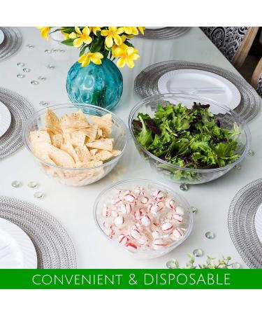 PLASTICPRO Disposable 150 Ounce Round Crystal Clear Plastic Serving Bowls - Pack of 2 | Party Salad & Chip Bowls - Snack & Candy Dish Container - Buy Online on SooperMarket.com