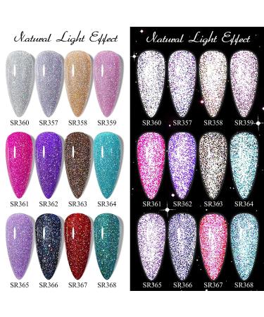 MEET ACROSS Reflective Glitter Gel Polish Set - Sparkly Shiny Disco DJ Nail Varnish - 12PCS 8ML Soak Off UV LED Gel - Buy Online on SooperMarket.com