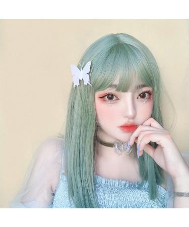 Pre-sale Uwowo Medium Long Straight Bean Grey Lolita Wigs Cosplay Heat Resistant Synthetic Hair Anime Party wigs for anime