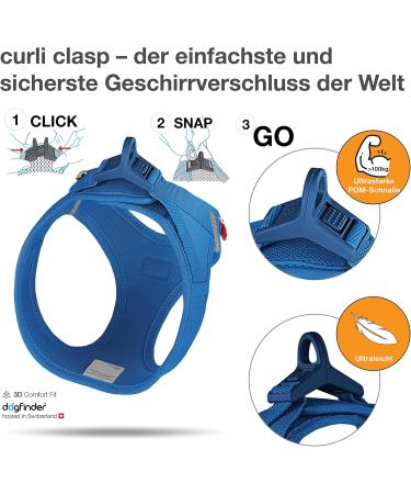 Curli Clasp Air-Mesh Blue Vest Harness - XS Size - Lightweight & Breathable Dog Apparel for International Shipping - Buy Online on SooperMarket.com