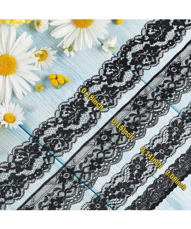 4 Rolls Vintage Floral Lace Ribbon 24 Yards - Wide Black Tulle Trim for DIY Crafts & Sewing - Buy Online on SooperMarket.com