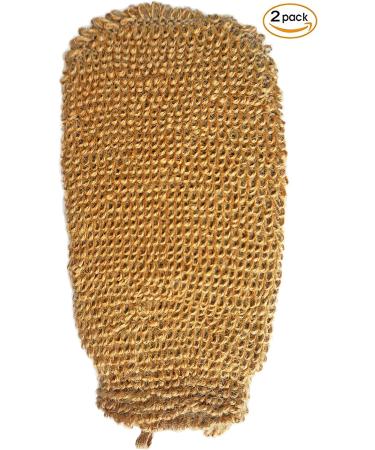 2-Piece Natural Vegetable Fiber Exfoliating Sisal Bath Spa Shower Scrubber Loofah Glove Set - Gentle Skin Care Mitt for Bathing - Anti - Buy Online on SooperMarket.com