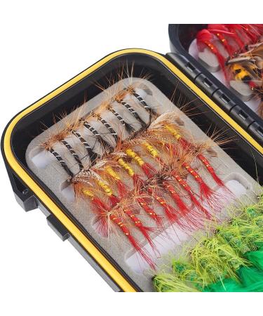 FISHINGSIR Fly Fishing Flies Kit - Handmade 64PCS Lures in Waterproof Fly Box - Dry/Wet Flies Streamer Nymph Emerger Set - Must-Have Series - Buy Online on SooperMarket.com
