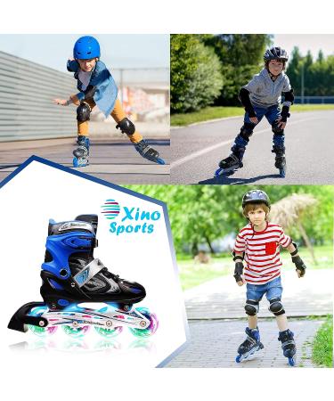 Xino Sports Kids Adjustable Inline Skates with LED Light Up Wheels - Blue Youth Big Kid Large - 5-8 - Buy Online on SooperMarket.com