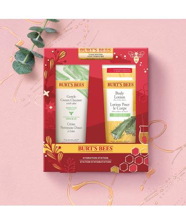 Burt's Bees Hydration Station Gift Set - 3 Body Care Stocking Stuffers with Unscented Lip Balm, Gentle Cream Cleanser, and Aloe Shea Butter Body Lotion | Christmas Gifts - Buy Online on SooperMarket.com