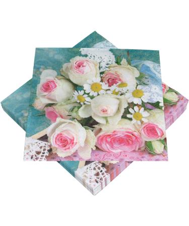 HEKU 100 napkins 3-layer 33x33cm rose bouquet I absorbic and practically packaged i ideal for special occasions 33x33cm rose bouquet