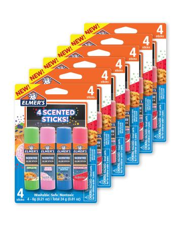 Elmer s Scented Glue Sticks Washable Clear Assorted Scents 6 Grams 6 Packs of 4 (24 Total Count) 24 Count Dessert Scented