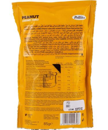 Pellito Peanut Caramel Cubes 62 Percent Peanuts Caramel Flavouring With Added Sugar & Honey 17g Protein 4g Fibre 526kcal per 100g Sweet Crunchy & Delicious Snack On-The-Go 9 x 85g - Buy Online on SooperMarket.com