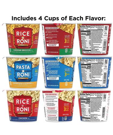 PASTA RONI Rice a Roni Cups Variety Pack - 3 Flavors, 12 Count (2.25 Oz Each) - Quick & Easy Meals - Buy Online on SooperMarket.com