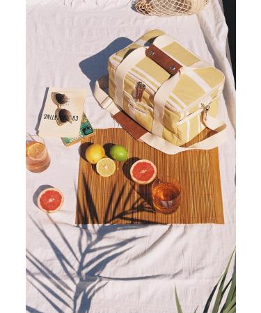 Business & Pleasure Co. Premium Vintage Yellow Striped Cooling Bag | Perfect for Beach Days & Picnics | Keeps Food Fresh & Drinks Cold - 14L Insulated Lunch Bag - Buy Online on SooperMarket.com