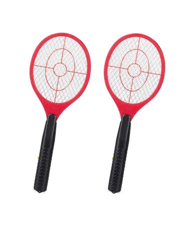 2 x electric fly swatter without chemicals fly killer against flies midges & mosquitoes fly swatter red red 2-pack