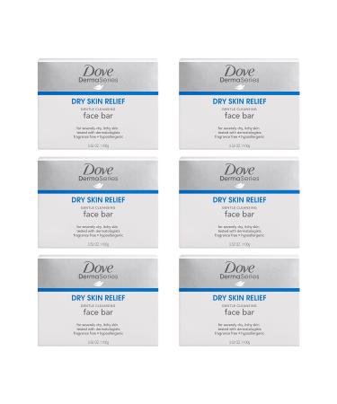 Dove DermaSeries Fragrance-Free Facial Cleansing Bar, for Dry Skin, 3.52 oz, 6 Bar 3.52 Ounce (Pack of 6) Gentle Cleansing Face Bar