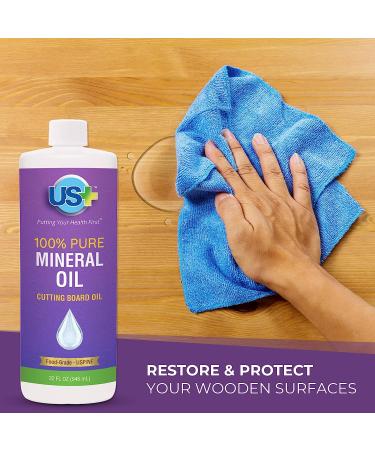 32oz US+ 100% Pure Mineral Oil - Food-Grade Cutting Board Oil for Butcher Blocks, Countertops & More - Buy Online on SooperMarket.com