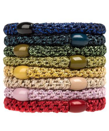 AXEN 8PCS Elasitc Hair Tie for Women Girls Cotton Bands Soft Woven Ponytail Holders for Thick Hair and Curly Hair Bright Colors