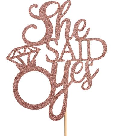 Unimall Rose Gold 'She Said Yes' Cake Topper - Perfect for Engagement Bridal Shower & Bachelorette Party Decorations | Multi-Color Delivery Available - Buy Online on SooperMarket.com