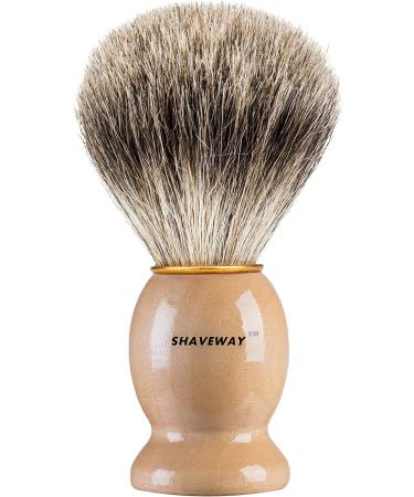 Shaveway 100% Original Pure Badger Shaving Brush - Best Badger Brush for Safety Razor, Double Edge Razor, Straight Razor - Beige - Buy Online on SooperMarket.com