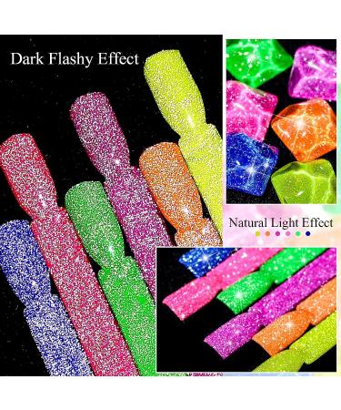 MEET ACROSS Neon Reflective Glitter Gel Nail Polish Set - Shimmery Sparkly Gel Art Varnish Kit for DIY Manicure - Soak Off LED Lamp Included - Buy Online on SooperMarket.com