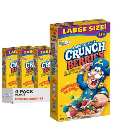Cap'n Crunch Cereal, Crunch Berries, 16.8oz Boxes (4 Pack) Cap'n Crunch Crunchberries