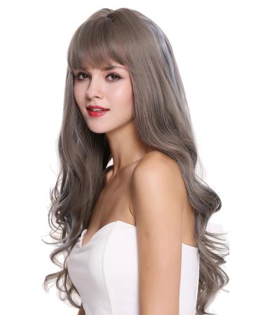 WIG ME UP H1734 Long Wavy Bangs Wig for Women | Balayage Mix Grey Brown & Blue Hair - Buy Online on SooperMarket.com