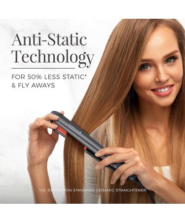 Remington S5500TA Anti-Static Flat Iron | 1 " Floating Ceramic Plates & Digital Controls | Hair Straightener - Grey/Coral | International Shipping Available - Buy Online on SooperMarket.com