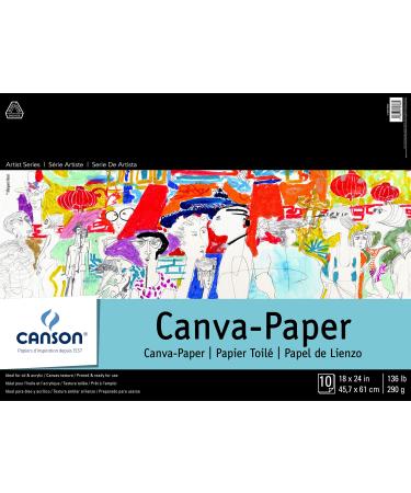 Canson Artist Series Canva-Paper  Foldover Pad  18x24 inches  10 Sheets (136lb/290g) - Artist Paper for Adults and Students - Oil Paint  Acrylic Paint  Mixed Media  Art Journaling 18 x 24