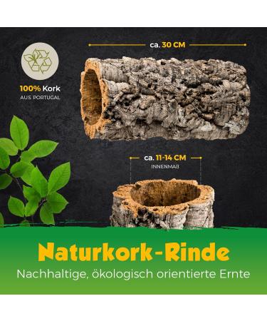 Cork Bark Tube 30 cm (Rodent Reptile Vivarium) cork wood tree oak 11-14 cm | cleaned & sanitised - Buy Online on SooperMarket.com