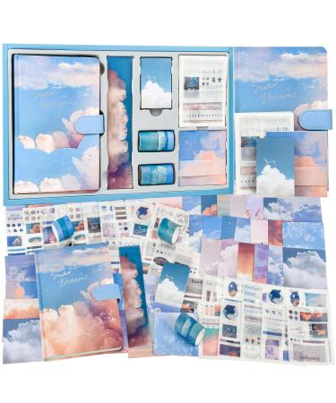 570 Pcs Scrapbooking Supplies Kit, Vintage Scrapbook Kit for Bullet Junk Journal,Stationery, A5 Color Printing Notebook, Cloud Aesthetic Stickers, DIY Journaling Supplies Gift for Teen Girl Kid Women Cloud Twilight