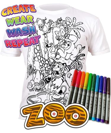 Splat Planet Color in Zoo T-Shirt | 10 Non-Toxic Washable Magic Pens | White 7-8 Years - Buy Online on SooperMarket.com