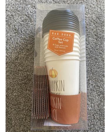 Rae Dunn Coffee Cup Set with Lids & Sleeves PUMPKIN SPICE