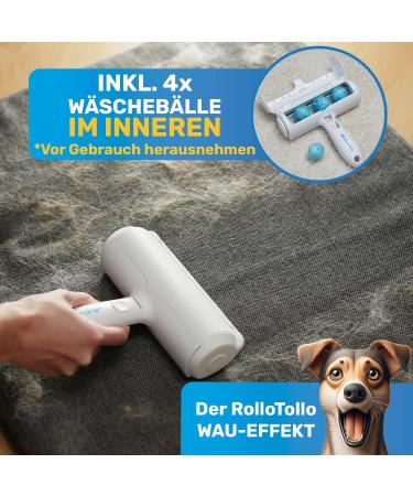 Bluepet Rollotollo Self-Cleaning Lint Roller | Pet Hair Remover for Dogs & Cats | Includes 4x Laundry Balls | International Shipping Available - Buy Online on SooperMarket.com