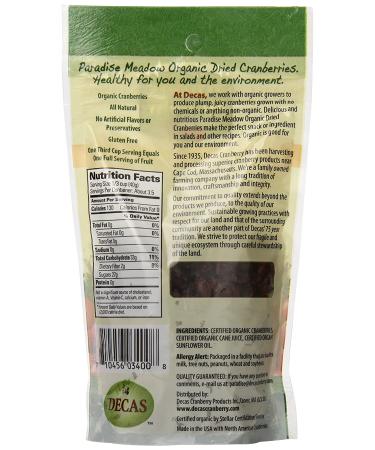 Decas Farms Organic Dried Cranberries 5oz - Premium Quality, Healthy Snack - Buy Online on SooperMarket.com