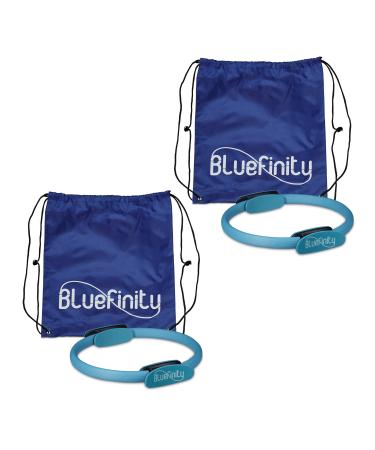 Bluefinity 2 x Pilates Ring Double Handle Padded D: 39 cm Fiberglass Foam Yoga Circle Resistance Ring Turquoise