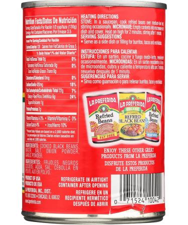 La Preferida Low Fat Refried Black Beans - Buy Online on SooperMarket.com