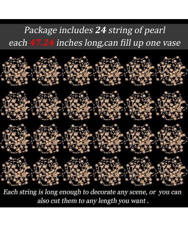 24 Pcs Rose Gold Artificial Pearl String for Vases & Centerpieces - Wedding & Christmas Party Decor - Buy Online on SooperMarket.com