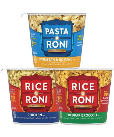 PASTA RONI Quaker Rice a Roni Cups Individual Cup, 3-Flavor Variety Pack, 2.25 Oz, 12 count (Pack of 1) 3-Flavor Cups Variety Pack