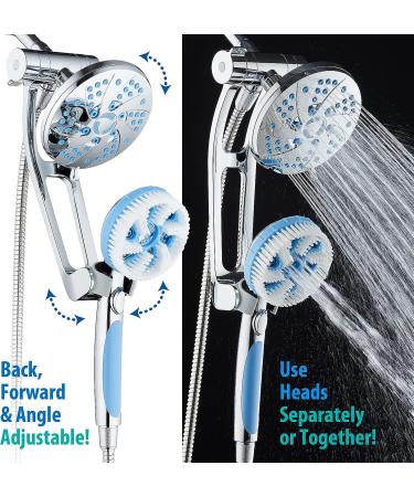 High Pressure 6-in-1 Aquassage by AquaCare - 76-mode 3-way Combo  Showerhead  Hand Shower  Body Brush  Hair Brush & Arm in One! Two Brackets  Extra-long 6 foot Stainless Steel Hose  Brush Head Holder All-chrome - Buy Online on SooperMarket.com