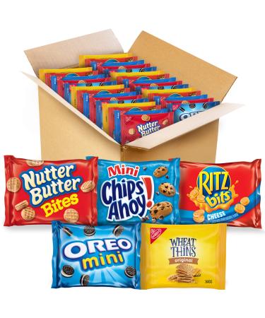 OREO Mini Cookies, Mini CHIPS AHOY Cookies, RITZ Bits Cheese Crackers, Nutter Butter Bites & Wheat Thins Crackers, Nabisco Cookie & Cracker Variety Pack, 50 Snack Packs