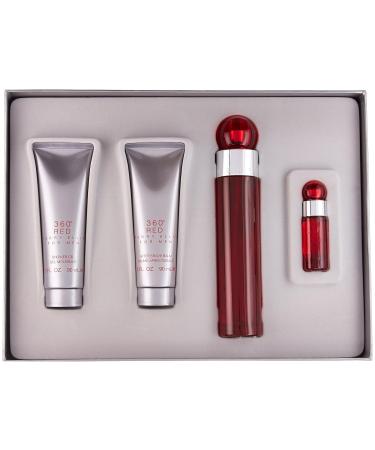 Perry Ellis 360 Red 4 Piece Gift Set (3.4oz/100ml Eau de Toilette 3oz Shower Gel 3oz After Shave Balm 0.25oz Eau de toilette Spray) - Buy Online on SooperMarket.com