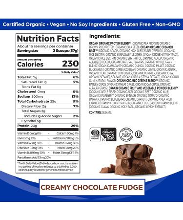Orgain Organic Plant-Based Meal Replacement Powder - Chocolate Fudge - 16 Servings | Healthy  Nutrient-Dense Supplement - Buy Online on SooperMarket.com