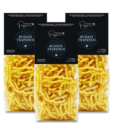 Nonna Pippina Busiate Trapanesi 3 x 500g typical Sicilian noodles traditionally pulled by bronze slow drying from durum wheat semolina vegan (without egg)