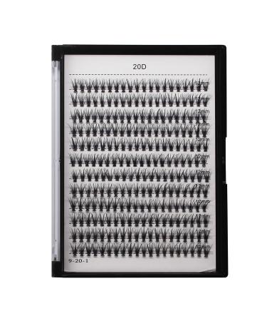 Bodermincer 240pcs C Curl 20D Cluster Eyelashes 0.07mm 20D-8mm to 20D-20mmTo Choose Professional Makeup Individual Cluster Eye Lashes False Lasehs Cluster Wholesale Bulk (20D-12mm)