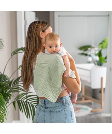 Comfy Cubs Muslin Spit Towels - 10 Pack Large 100% Cotton Hand Washcloths Extra Absorbent & Soft Sage Color Ideal for Baby Care - Buy Online on SooperMarket.com