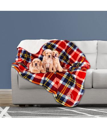 Petmaker Waterproof Pet Blanket 50x60 - Reversible Plaid Throw for Couch, Car, Bed - Large Red Dog and Cat Blanket - Buy Online on SooperMarket.com