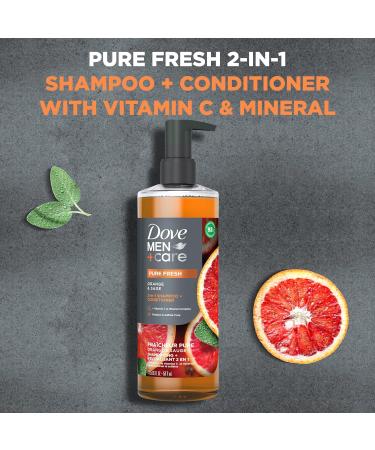 Dove Men+Care 2-in-1 Shampoo & Conditioner - Pure Fresh Orange & Sage - Strong Healthy Hair - Vitamin C & Mineral Complex - 17.5 oz - International Shipping - Buy Online on SooperMarket.com