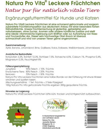 Natural Vitamin-Rich Fruit Mixture for Dogs - 3kg Sugar-Free Gluten-Free & Grain-Free Barf Option | Natura Provita - Buy Online on SooperMarket.com