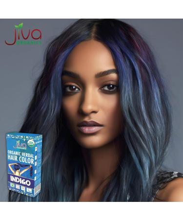 Jiva Organic Indigo Powder for Hair Color - 100% Pure Vegan & Kosher - Chemical-Free Herbal Hair Dye (3.5 Oz - Buy Online on SooperMarket.com