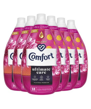 Comfort Ultimate Care Fuchsia Passion Ultra-Concentrated Fabric Conditioner bottle made of 100% recycled plastic* for complete clothes protection 6x 870 ml (348 washes)